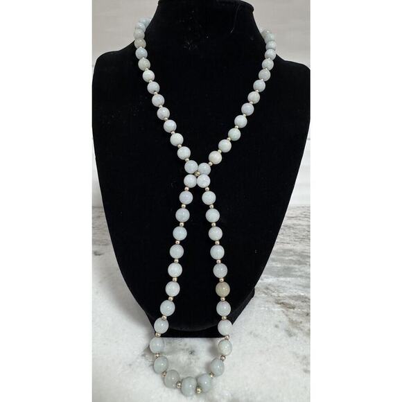 14k Gold 26” Light Green Jade Beaded Necklace Gold Spacers 54 Grams - Picture 1 of 10